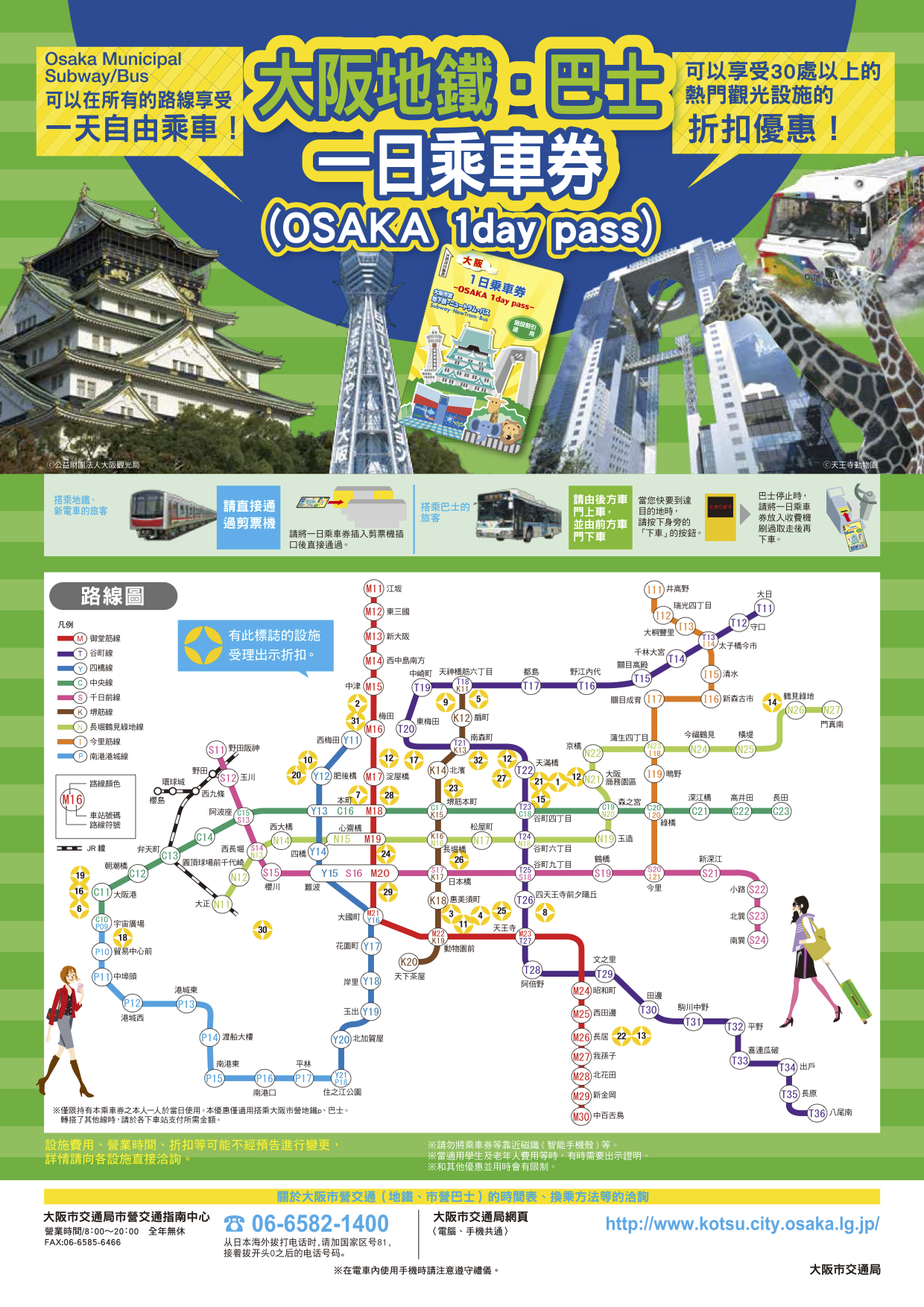 日本大阪交通｜外國人專屬大阪地鐵巴士一日券 、二日券~ 購買地點、使用方式、門票優惠資訊(大阪地下鐵1日券、Osaka Visitors’Ticket)